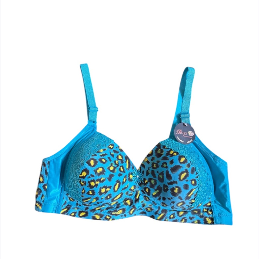 Blue Leopard Print Bra
